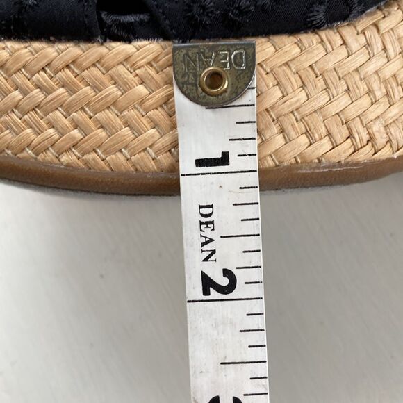 Mia Black Embroiled Floral Peep Toe Platform Raffia Espadrille Sandals Size 7M - Picture 11 of 15